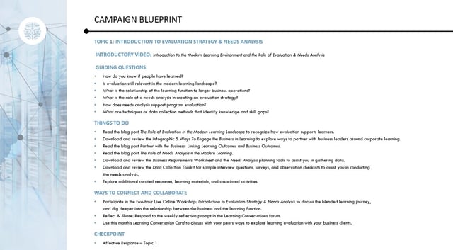 Blended learning campaign blueprint