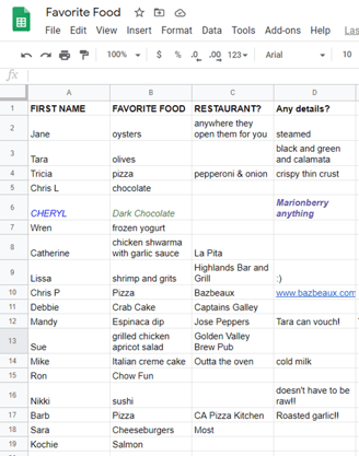 Facilitation Tips Blog 3 - Google Sheets Icebreaker Results