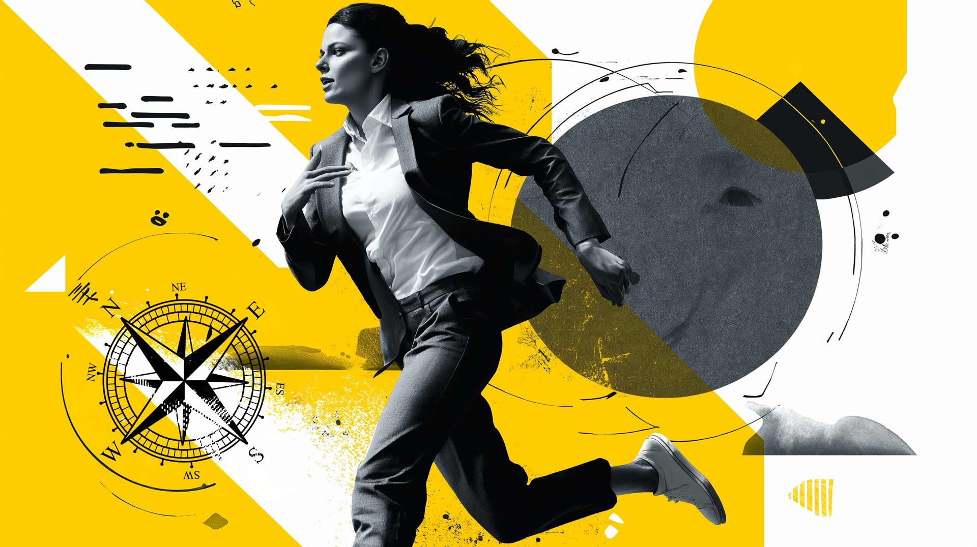 Woman running to close the skill gap 