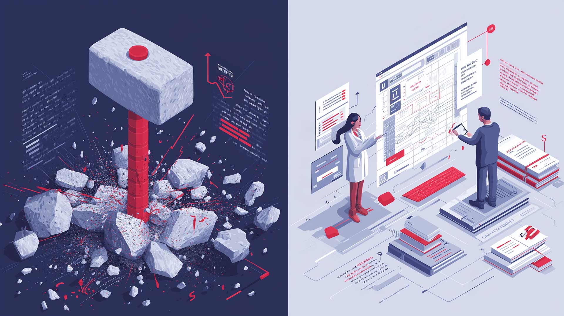 Illustration comparing tech-first vs. design-first approach, showing how instructional design drives EdTech ROI. 
