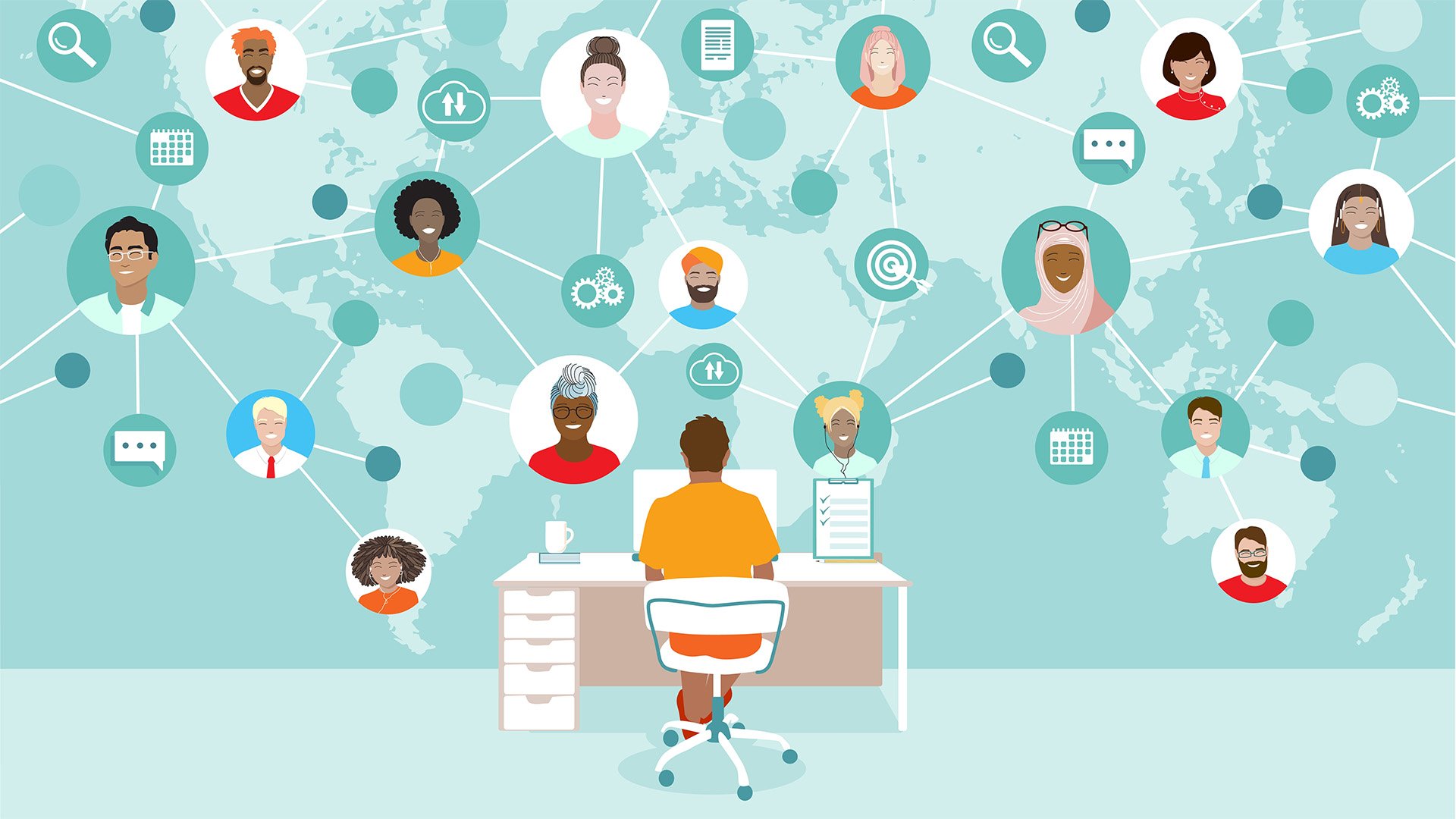 Individual participating in a virtual learning community.