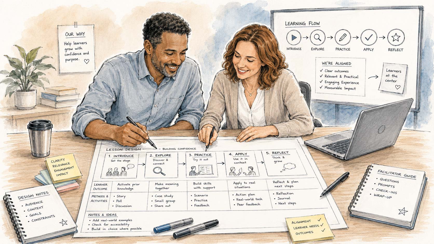 Facilitator and Designer working together