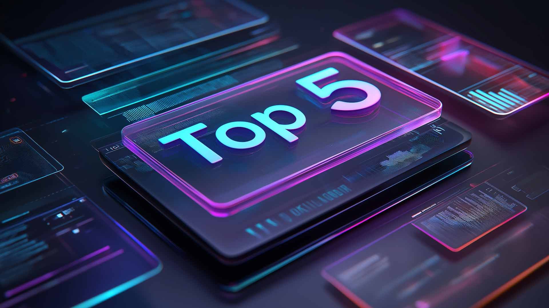 A futuristic digital graphic featuring a glowing neon ‘Top 5’