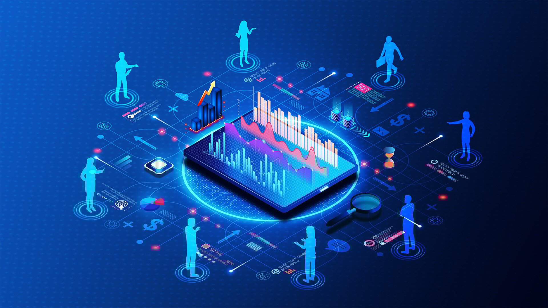 Digital People Interacting In A Digital Way 