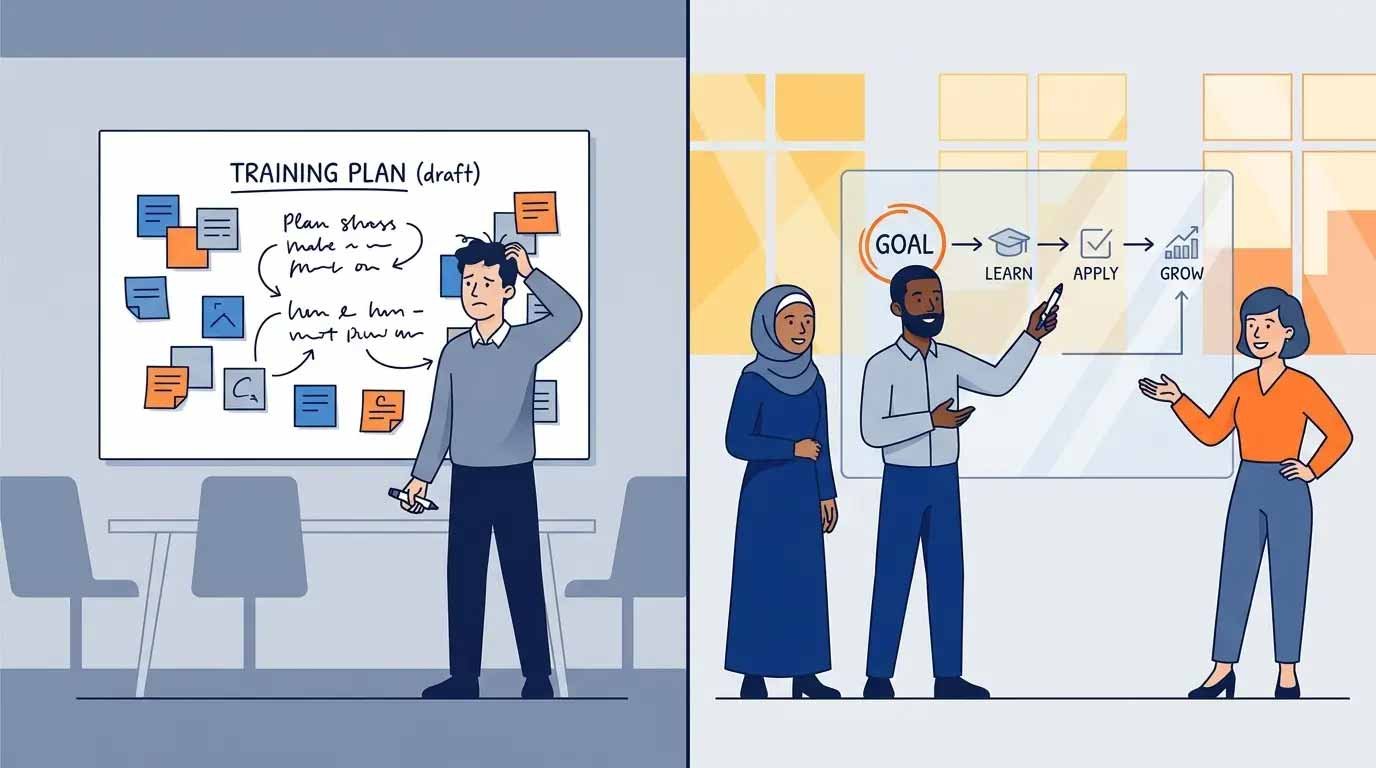 Illustration of a learning plan that is wrong and a learning plan that is correct 