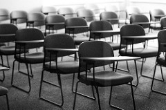 Classroom chairs in a row